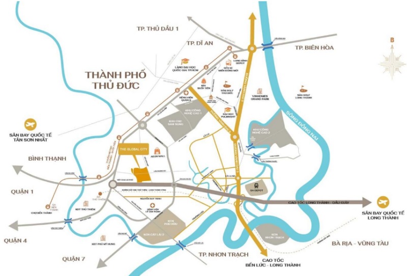 Dự án Global City tọa lạc lại vị trí với hạ tầng giao thông phát triển và hoàn thiện